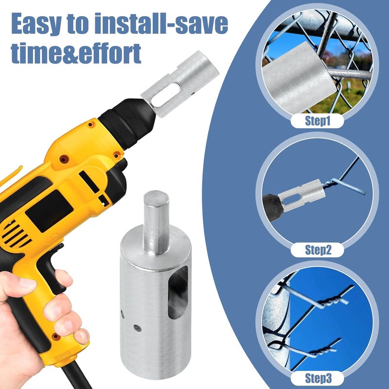 CLLOMAGY EZ Twist Fence Ties 9 Gauge Drill Chuck Tool for Chain Link Fence,Easy Twist Ties for Chain Link Wire,9 Gauge Wire Tool for Drill Chuck Fit 3/8" - Image 5